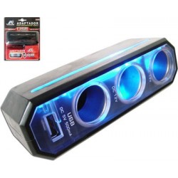 Adaptador Triple Encendedor USB