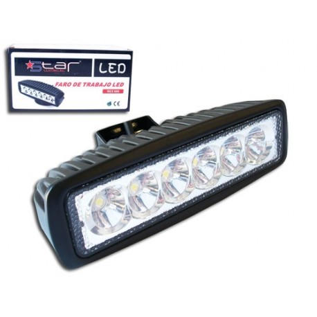 Faro rectangular metalico 16x4.5 6 leds 18 w pieza
